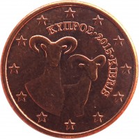 Cyprus coin 1 Euro Cent (2008 - 2016) obverse obverse of 1 Euro Cent (2008 - 2016) coin with KM# 78 from Cyprus. Inscription: ΚΥΠΡΟΣ · 2015 · KIBRIS