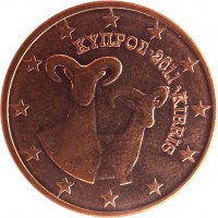 obverse of 5 Euro Cent (2008 - 2016) coin with KM# 80 from Cyprus. Inscription: ΚΥΠΡΟΣ · 2011 · KIBRIS