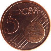 Cyprus coin 5 Euro Cent (2008 - 2016) reverse reverse of 5 Euro Cent (2008 - 2016) coin with KM# 80 from Cyprus. Inscription: 5 EURO CENT LL