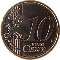 reverse of 10 Euro Cent (2008 - 2016) coin with KM# 81 from Cyprus. Inscription: 10 EURO CENT LL