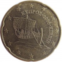 Cyprus coin 20 Euro Cent (2008 - 2016) obverse obverse of 20 Euro Cent (2008 - 2016) coin with KM# 82 from Cyprus. Inscription: ΚΥΠΡΟΣ · 2008 · KIBRIS