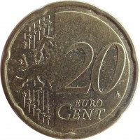 reverse of 20 Euro Cent (2008 - 2016) coin with KM# 82 from Cyprus. Inscription: 20 EURO CENT LL