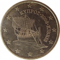 Cyprus coin 50 Euro Cent (2008 - 2016) obverse obverse of 50 Euro Cent (2008 - 2016) coin with KM# 83 from Cyprus. Inscription: ΚΥΠΡΟΣ · 2008 · KIBRIS