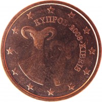 obverse of 2 Euro Cent (2008 - 2016) coin with KM# 79 from Cyprus. Inscription: ΚΥΠΡΟΣ · 2008 · KIBRIS