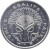 reverse of 1 Franc (1977 - 1999) coin with KM# 20 from Djibouti. Inscription: UNITE ... EGALITE ... PAIX 1 F