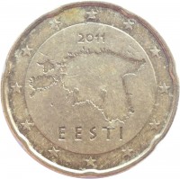 obverse of 20 Euro Cent - 2'nd Map (2011) coin with KM# 65 from Estonia. Inscription: 2011 EESTI