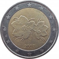 Finland coin 2 Euro - 2'nd Map (2006 - 2015) obverse obverse of 2 Euro - 2'nd Map (2006 - 2015) coin with KM# 130 from Finland. Inscription: 2007 FI