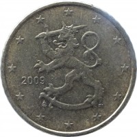 Finland coin 50 Euro Cent - 2'nd Map (2007 - 2015) obverse obverse of 50 Euro Cent - 2'nd Map (2007 - 2015) coin with KM# 128 from Finland. Inscription: 2009 FI