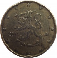 Finland coin 20 Euro Cent - 2'nd Map (2007 - 2015) obverse obverse of 20 Euro Cent - 2'nd Map (2007 - 2015) coin with KM# 127 from Finland. Inscription: 2011 FI