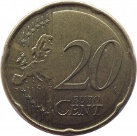 reverse of 20 Euro Cent - 2'nd Map (2007 - 2015) coin with KM# 127 from Finland. Inscription: 20 EURO CENT LL