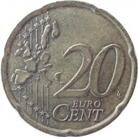 reverse of 20 Euro Cent - 1'st Map (1999 - 2006) coin with KM# 102 from Finland. Inscription: 20 EURO CENT LL