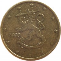 obverse of 50 Euro Cent - 1'st Map (1999 - 2006) coin with KM# 103 from Finland. Inscription: 2000 M