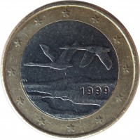 Finland coin 1 Euro - 1'st Map (1999 - 2006) obverse obverse of 1 Euro - 1'st Map (1999 - 2006) coin with KM# 104 from Finland. Inscription: M 1999
