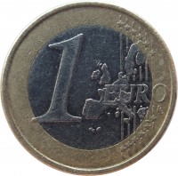 reverse of 1 Euro - 1'st Map (1999 - 2006) coin with KM# 104 from Finland. Inscription: 1 EURO LL