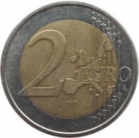 reverse of 2 Euro - 1'st Map (1999 - 2006) coin with KM# 105 from Finland. Inscription: 2 EURO LL