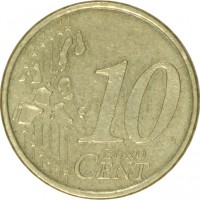 reverse of 10 Euro Cent - 1'st Map (1999 - 2006) coin with KM# 101 from Finland. Inscription: 10 EURO CENT LL