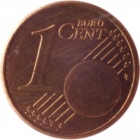 reverse of 1 Euro Cent (2002 - 2015) coin with KM# 32 from Ireland. Inscription: 1 EURO CENT LL
