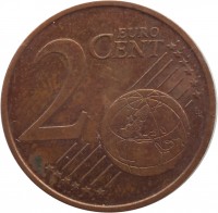 reverse of 2 Euro Cent (2002 - 2015) coin with KM# 33 from Ireland. Inscription: 2 EURO CENT LL