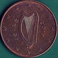 Ireland coin 5 Euro Cent (2002 - 2017) obverse obverse of 5 Euro Cent (2002 - 2017) coin with KM# 34 from Ireland. Inscription: éIRe 2017