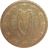 obverse of 10 Euro Cent - 1'st Map (2002 - 2006) coin with KM# 35 from Ireland. Inscription: éIRe 2003