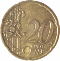 Ireland coin 20 Euro Cent - 1'st Map (2002 - 2006) reverse reverse of 20 Euro Cent - 1'st Map (2002 - 2006) coin with KM# 36 from Ireland. Inscription: 20 EURO CENT LL