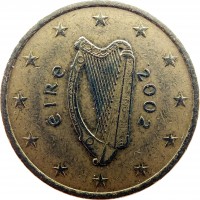 obverse of 50 Euro Cent - 1'st Map (2002 - 2006) coin with KM# 37 from Ireland. Inscription: éIRe 2002