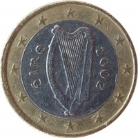 Ireland coin 1 Euro - 1'st Map (2002 - 2006) obverse obverse of 1 Euro - 1'st Map (2002 - 2006) coin with KM# 38 from Ireland. Inscription: éIRe 2002