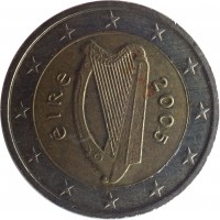 obverse of 2 Euro - 1'st Map (2002 - 2006) coin with KM# 39 from Ireland. Inscription: éIRe 2005