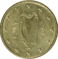 obverse of 10 Euro Cent - 2'nd Map (2007 - 2015) coin with KM# 47 from Ireland. Inscription: éIRe 2008