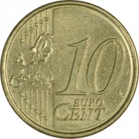 reverse of 10 Euro Cent - 2'nd Map (2007 - 2015) coin with KM# 47 from Ireland. Inscription: 10 EURO CENT LL