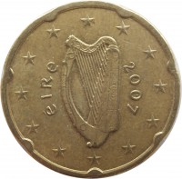 obverse of 20 Euro Cent - 2'nd Map (2007 - 2015) coin with KM# 48 from Ireland. Inscription: éIRe 2007