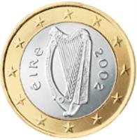 obverse of 1 Euro - 2'nd Map (2007 - 2015) coin with KM# 50 from Ireland. Inscription: éIRe 2007