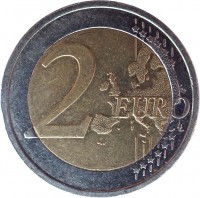 reverse of 2 Euro - 2'nd Map (2007 - 2016) coin with KM# 51 from Ireland. Inscription: 2 EURO LL