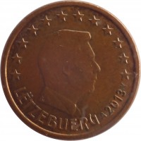 Luxembourg coin 1 Euro Cent - Henri I (2002 - 2015) obverse obverse of 1 Euro Cent - Henri I (2002 - 2015) coin with KM# 75 from Luxembourg. Inscription: LËTZEBUERG 2013 GC