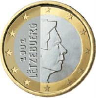 obverse of 1 Euro - Henri I - 1'st Map (2002 - 2006) coin with KM# 81 from Luxembourg. Inscription: 2002 LËTZEBUERG GC