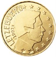 obverse of 10 Euro Cent - Henri I - 2'nd Map (2007 - 2015) coin with KM# 89 from Luxembourg. Inscription: LËTZEBUERG 2008 GC F