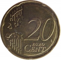 Luxembourg coin 20 Euro Cent - Henri I - 2'nd Map (2007 - 2015) reverse reverse of 20 Euro Cent - Henri I - 2'nd Map (2007 - 2015) coin with KM# 90 from Luxembourg. Inscription: 20 EURO CENT LL