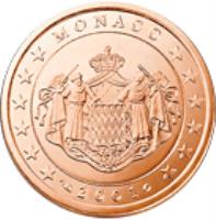 obverse of 5 Euro Cent - Rainier III (2001 - 2005) coin with KM# 169 from Monaco. Inscription: MONACO 2001