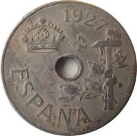 Spain coin 25 Centimos - Alfonso XIII (1927) obverse obverse of 25 Centimos - Alfonso XIII (1927) coin with KM# 742 from Spain. Inscription: 1927 ESPAÑA