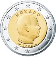 obverse of 2 Euro - Albert II - 1'st Map (2006) coin with KM# 185 from Monaco. Inscription: MONACO 2006