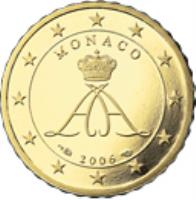 obverse of 10 Euro Cent - Albert II - 2'nd Type; 2'nd Map (2007 - 2014) coin with KM# 191 from Monaco. Inscription: MONACO 2009