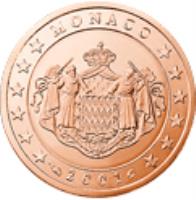 obverse of 2 Euro Cent - Rainier III (2001 - 2005) coin with KM# 168 from Monaco. Inscription: MONACO 2001