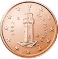 obverse of 1 Euro Cent (2002 - 2015) coin with KM# 440 from San Marino. Inscription: 2006 SAN MARINO Ch R ELF INC.