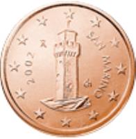 San Marino coin 1 Euro Cent (2002 - 2015) obverse obverse of 1 Euro Cent (2002 - 2015) coin with KM# 440 from San Marino. Inscription: 2006 SAN MARINO Ch R ELF INC.