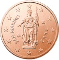 obverse of 2 Euro Cent (2002 - 2015) coin with KM# 441 from San Marino. Inscription: 2006 SAN MARINO Ch R ELF INC.
