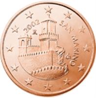 obverse of 5 Euro Cent (2002 - 2015) coin with KM# 442 from San Marino. Inscription: 2006 SAN MARINO Ch R ELF INC.