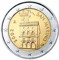 obverse of 2 Euro - 1'st Map (2002 - 2007) coin with KM# 447 from San Marino. Inscription: 2007 R SAN MARINO Ch ELF INC.