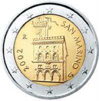 obverse of 2 Euro - 2'nd Map (2008 - 2015) coin with KM# 486 from San Marino. Inscription: 2011 SAN MARINO R Ch ELF INC.