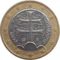 Slovakia coin 1 Euro (2009 - 2015) obverse obverse of 1 Euro (2009 - 2015) coin with KM# 101 from Slovakia. Inscription: IŘ 2009 SLOVENSKO