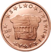 obverse of 2 Euro Cent (2007 - 2014) coin with KM# 69 from Slovenia. Inscription: S L O V E N I J A 2007